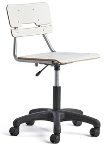 Stolička LEGERE, výškovo nastaviteľná, veľké sedadlo, s kolieskami, V 430-550 mm, biela