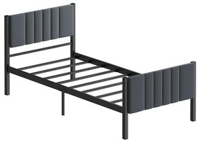 Jednolôžková kovová posteľ LUNOR 90x200 cm, antracit, nosnosť 120 kg