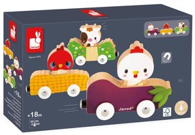 Drevený magnetický vláčik a zvieratká z farmy