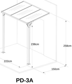 Hliníkový vchodový prístrešok BestBerg PD-3A / 3,3 m² / sivý