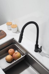 Gamma Flex 4000, stojanková drezová batéria s flexibilným ramenom, 2-funkčný výtok, čierna matná, GMA-BFX-4000BK