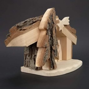 AMADEA Drevený betlehem s kôrou, masívne drevo, 24x13x9 cm