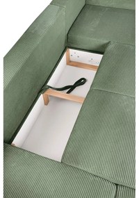 Svetlozelená menčestrová rozkladacia rohová pohovka (ľavý roh/do tvaru "U") Tori – Bonami Selection