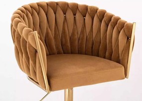 LuxuryForm DESIGN Kreslo NORDEN VELUR na zlatom tanieri - medové