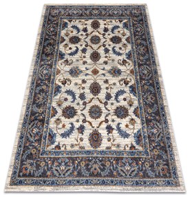 Koberec SOFT 6019 Kvetiny vzor rámu béžová / modrá /  červená