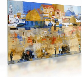 Sklenený obraz - Múr nárekov, Jeruzalem, Izrael (70x50 cm)