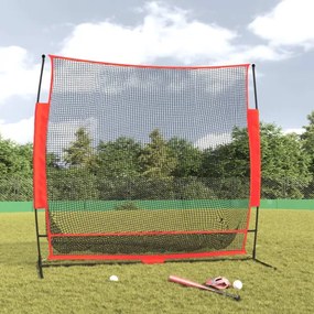 vidaXL Prenosná baseballová sieť čiernočervená 215x107x216cm polyester-