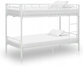 vidaXL Poschodová posteľ biela kovová 90x200 cm manželská