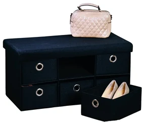 Kesper 15954 Čalúnená komoda 6 priehradok, čierna, 76 x 38 x 38 cm