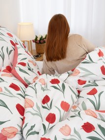 Bavlnené obliečky Renforcé - Kvety tulipánov červené