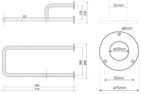 Nástenné oceľové madlo do kúpeľne 52 cm Handicap Right – Sapho