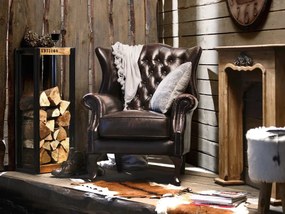 furniture-nabytek.cz - Kreslo ušák Chesterfield Pittsfield z pravej kože, hnedé – 89×79×104 cm