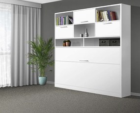 Nabytekmorava Sklápacia posteľ VS1056 MAX, 200x90cm farba lamina: orech/biele dvere, Varianta dverí: lesklé