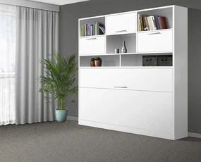 Nabytekmorava Sklápacia posteľ VS1056 MAX, 200x90cm farba lamina: dub sonoma tmavá/biele dvere, Varianta dverí: lesklé
