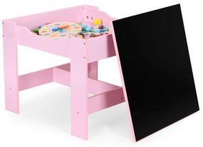 Zostava detského nábytku, stôl + 2 stoličky, kriedová tabuľa, ružová, ECOTOYS