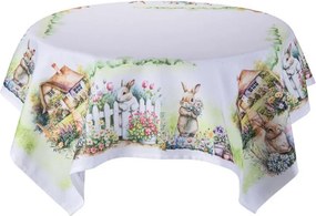Stredový obrus s potlačou ZAJAČIKOVIA V ZÁHRADE 85 x 85 cm