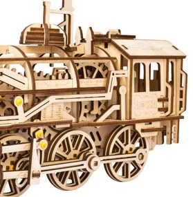 Robotime 3D drevené mechanické puzzle Parní lokomotiva 350 ks