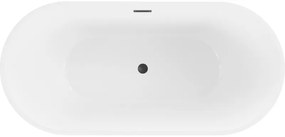Mexen Luna, voľne stojaca vaňa 150 x 75 cm, biela, čierny matný prepad, 52031507500-70