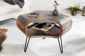 Dizajnový konferenčný stolík Lorelei, 70 cm, sheesham, sivý