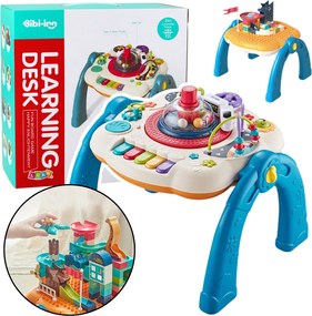 LEAN Toys Edukačný interaktívny stôl so stavebnou plochou 2v1 modrý
