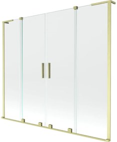 Mexen Velar L Duo, 2-krídlová posuvná vaňová zástena 200 x 150 cm, 8mm číre sklo, zlatá matná, 896-200-003-02-55