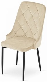 Set dvoch jedálenských stoličiek CAPRI zamatové béžové / čierne nohy (2 ks)