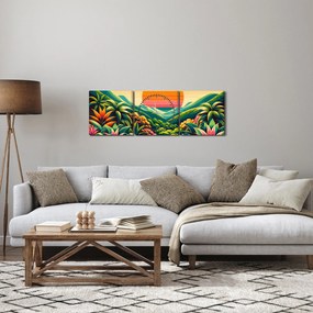 Obraz - Pestrofarebný západ slnka (s hodinami) (90x30 cm)