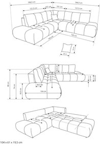 Rozkladacia rohová čalúnená sedacia súprava ALMADA do tvaru L s úložným priestorom, pravá, béžová