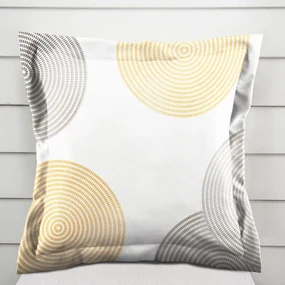 Biante Zamatová obliečka na vankúš s lemom Tamara TMR-023 Žlté a sivé designové kruhy na smotanovom 60 x 60 cm