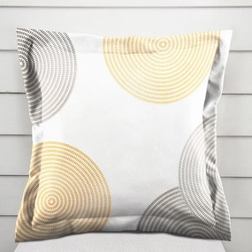 Biante Zamatová obliečka na vankúš s lemom Tamara TMR-023 Žlté a sivé designové kruhy na smotanovom 30 x 50 cm