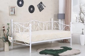 Kovová jednolôžková posteľ s roštom Sumatra 90 - biela