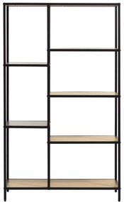 Čierna/v prírodnej farbe knižnica v dekore duba 80x146x35 cm Altino – Unique Furniture