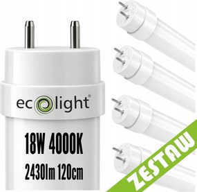ECOLIGHT 4x LED trubicové svetlo 120 cm 18 W 2430 lm 4000K G13 T8