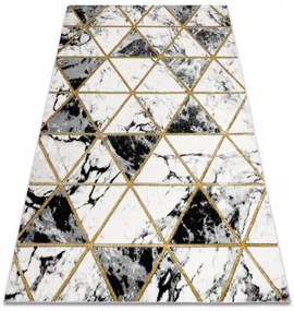Koberec EMERALD exkluzívne 1020 glamour, štýlový mramor, trojuholníky čierna / zlato Veľkosť: 80x150 cm