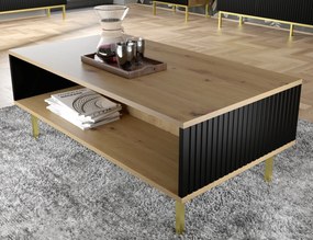 Konferenčný stolík Rowanna (dub artisan + čierna + zlatá). Akcia -20%. Vlastná spoľahlivá doprava až k Vám domov. 1124997