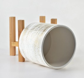 Keramický květináč na stojanu Ava bílo-zlatý