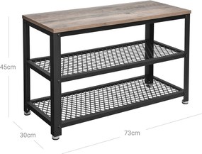 Lavica na topánky, botník s 3 policami, greige sivá farba