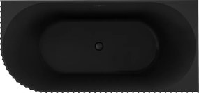 Mexen Gia, voľne stojaca rohová vaňa, drážkovaná, pravá, 150 x 75 cm, čierna matná, čierna matná, 52701507571P-70