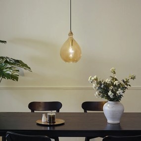 Moderné závesné svietidlo zlaté s jantárovým sklom - Traditional