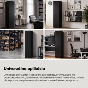 Skriňa na spisy kartotéková na kľúč čierna, 450x1850x600 mm: ALEX D600
