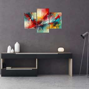 Obraz – Abstrakcia s červenou (90x60 cm)