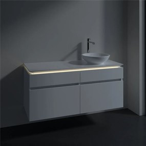 VILLEROY &amp; BOCH Legato závesná skrinka pod umývadlo na dosku (umývadlo vpravo), 4 zásuvky, s LED osvetlením, 1200 x 500 x 550 mm, Glossy White, B582L0DH