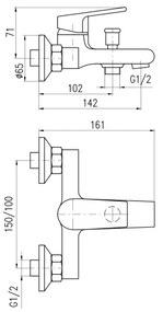 RAV Slezák CO154.5 - Vaňová batéria COLORADO, lesklý chróm