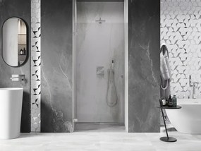 Mexen, Mexen Lunar-B Otočné ľavé sprchové dvere 60 cm, transparentné, brúsený nikel - 832-060-000-97-00-L