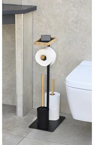 WC súprava Tasir s odkladacou priehradkou matne čierna/bambus