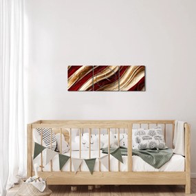 Obraz - Zlato - biela textúra (s hodinami) (90x30 cm)