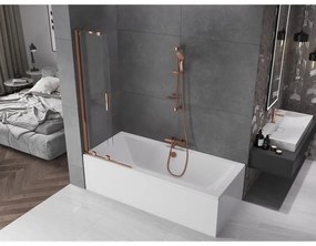 Mexen Velar, 2-krídlová posuvná vaňová zástena 75 x 150 cm, 8mm číre sklo, ružové zlato, 896-075-000-01-60