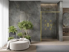 Mexen OMEGA posuvné sprchové dvere do otvoru 100 cm, zlatá-transparentná, 825-100-000-50-00