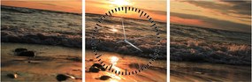 Obraz - Západ slnka pri oceáne (s hodinami) (90x30 cm)