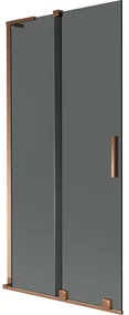 Mexen Velar L, 2-krídlová posuvná vaňová zástena 90 x 150 cm, 8mm šedé sklo, ružové zlato, 896-090-003-41-60
